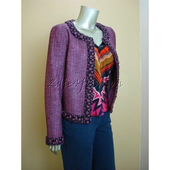 $2980 NWT ESCADA Purple Trim Tweed Boucle Jacket 8 - Picture 4 of 6